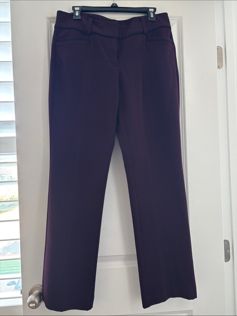 Wide Leg Dress Pants in Deep Plum